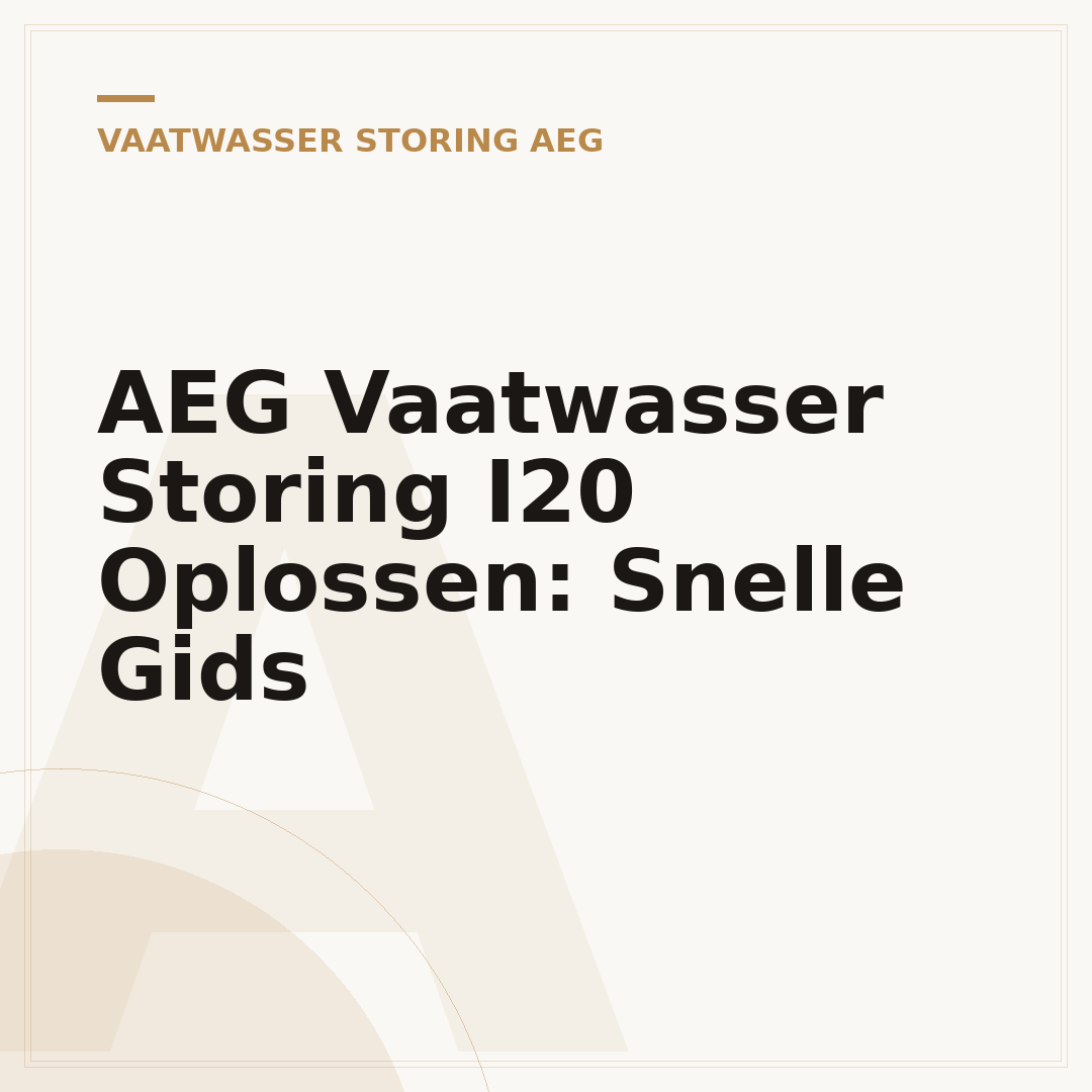 AEG Vaatwasser Storing I20 Oplossen: Snelle Gids