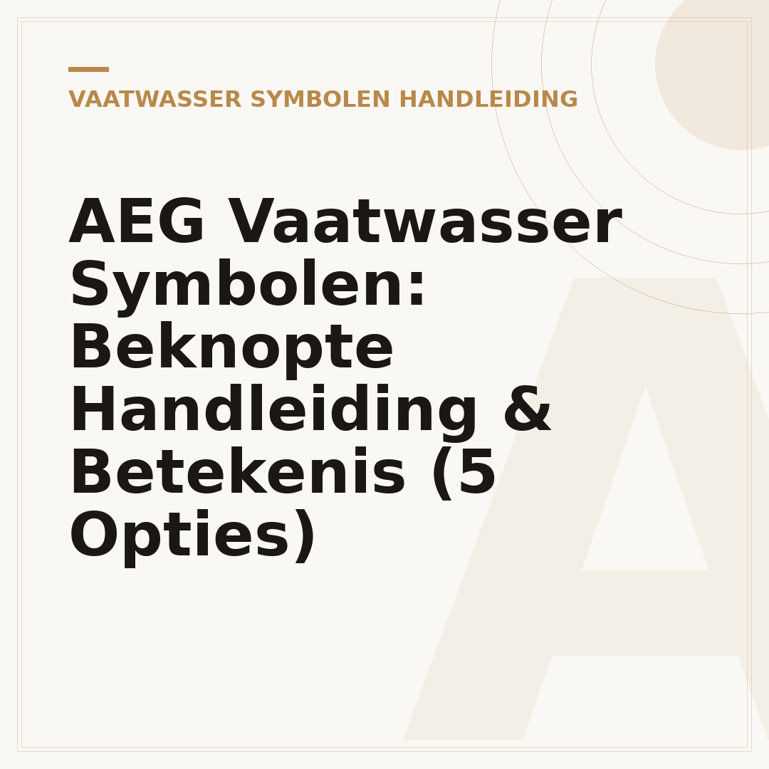 AEG Vaatwasser Symbolen: Beknopte Handleiding & Betekenis (5 Opties)