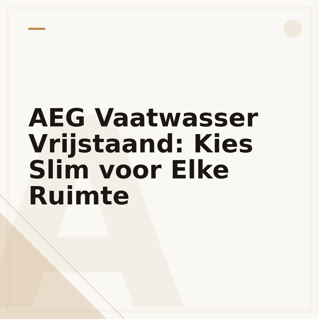 AEG Vaatwasser Vrijstaand: Kies Slim voor Elke Ruimte