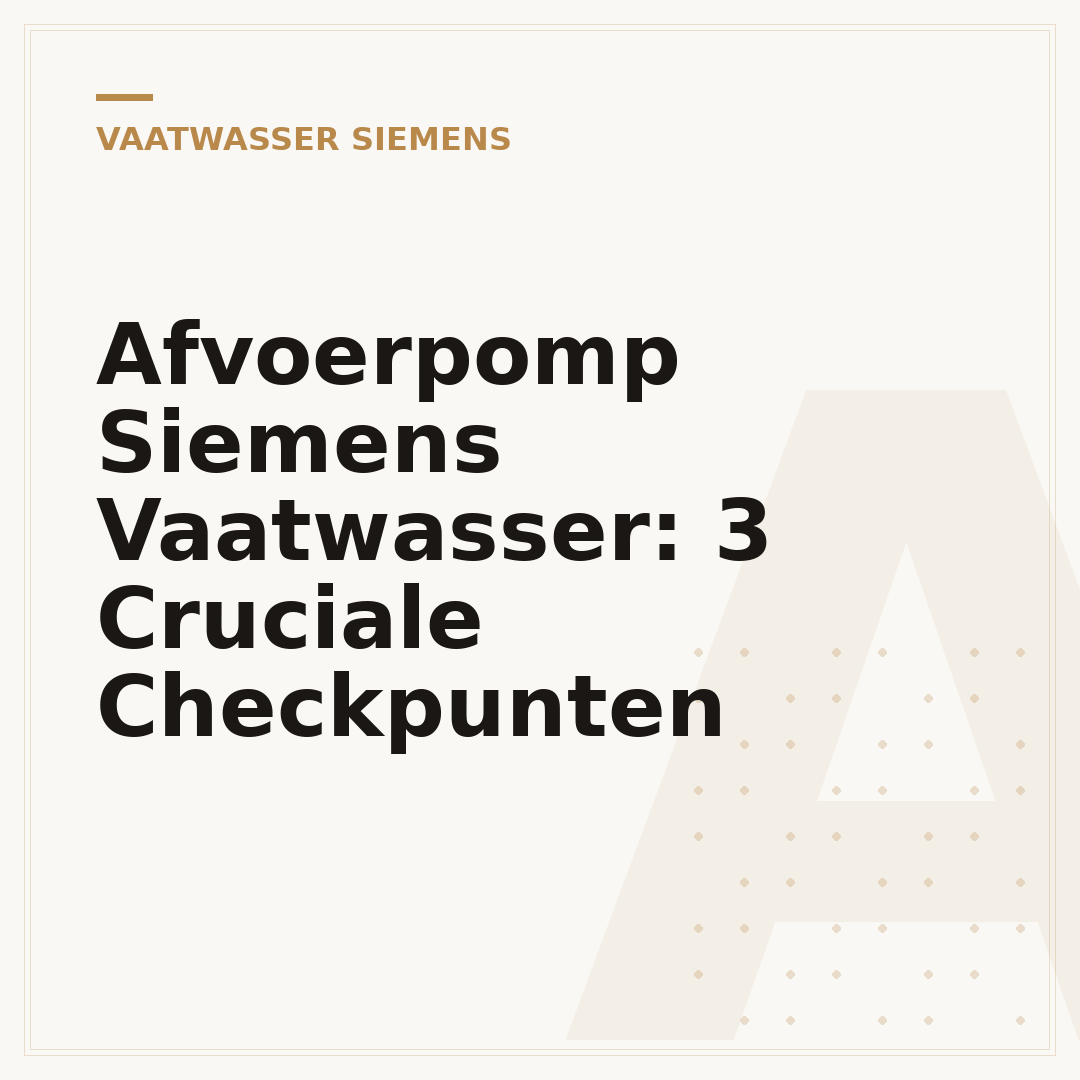 Afvoerpomp Siemens Vaatwasser: 3 Cruciale Checkpunten
