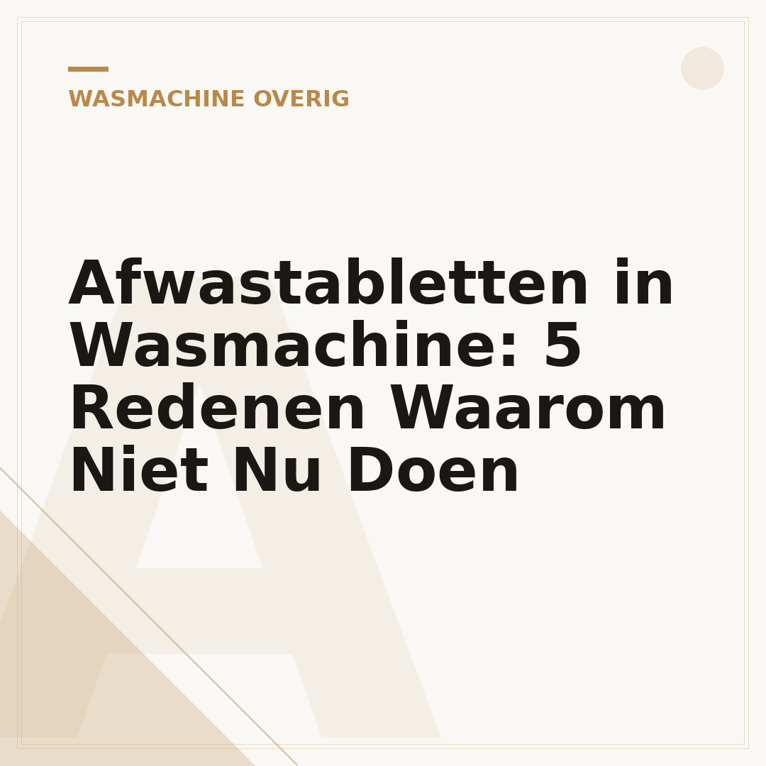Afwastabletten in Wasmachine: 5 Redenen Waarom Niet Nu Doen