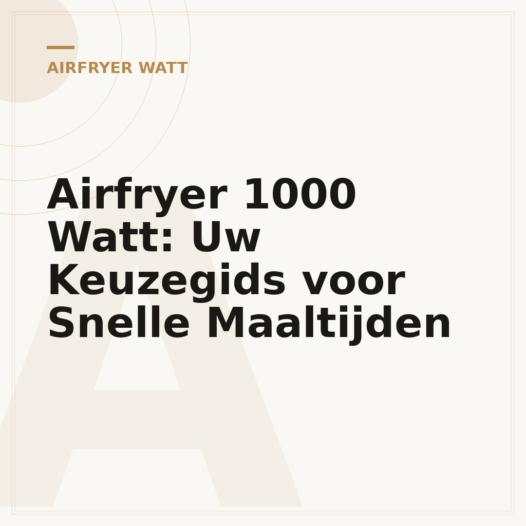 Airfryer 1000 Watt: Uw Keuzegids voor Snelle Maaltijden