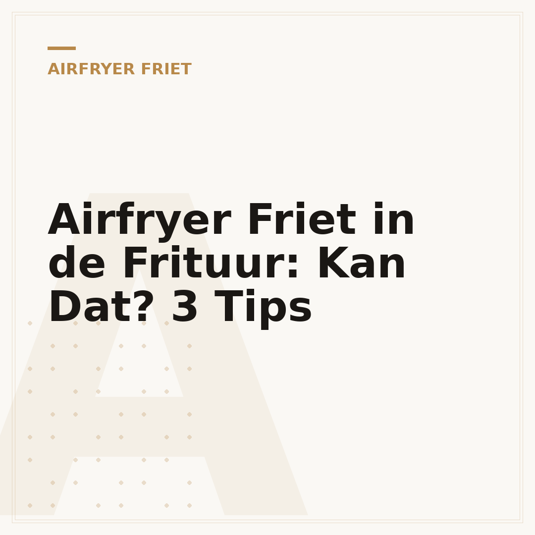 Airfryer Friet in de Frituur: Kan Dat? 3 Tips