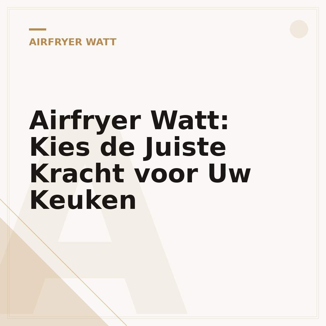 Airfryer Watt: Kies de Juiste Kracht voor Uw Keuken