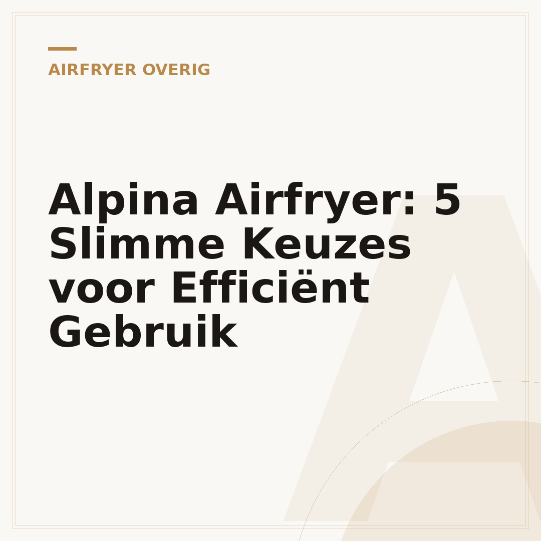 Alpina Airfryer: 5 Slimme Keuzes voor Efficiënt Gebruik