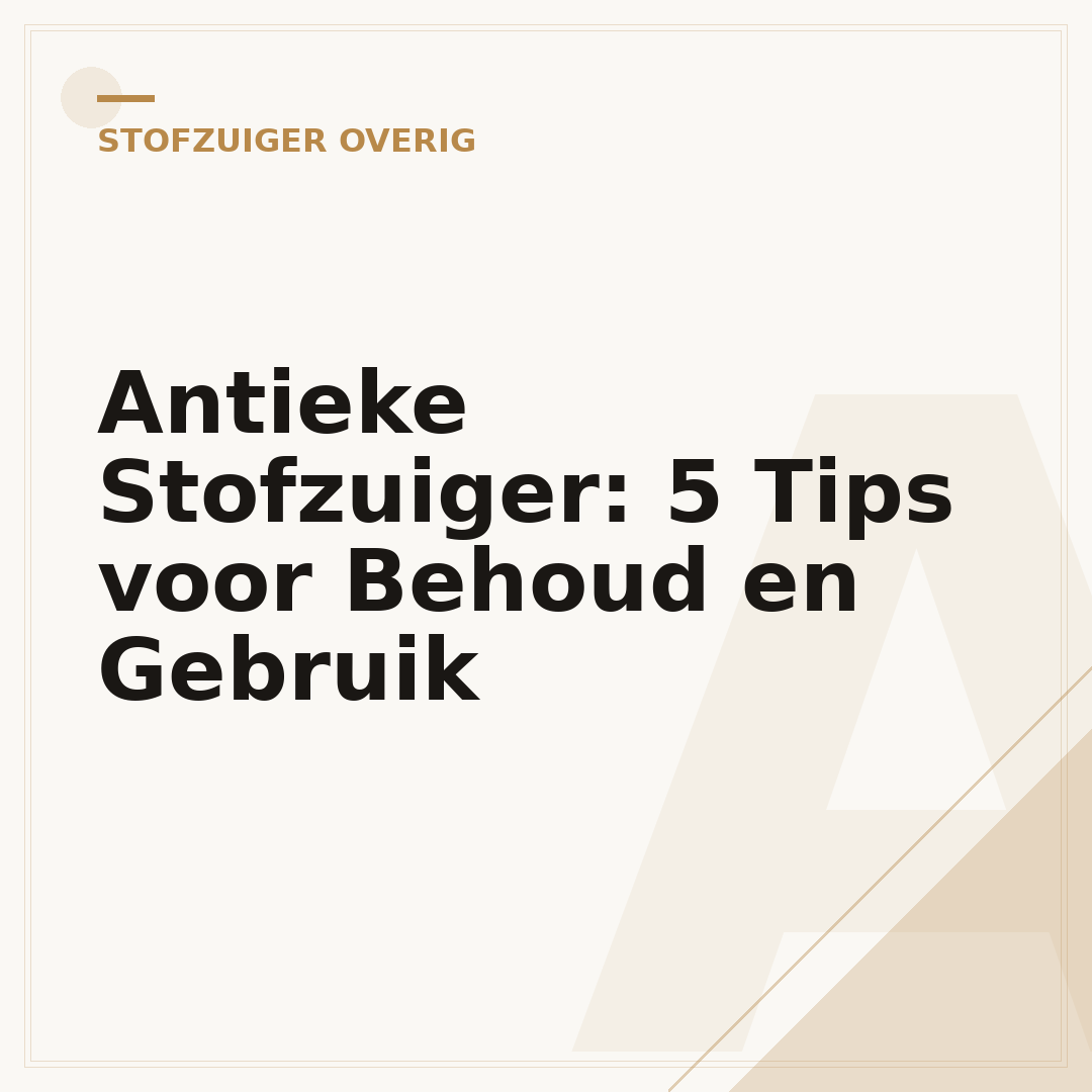 Antieke Stofzuiger: 5 Tips voor Behoud en Gebruik