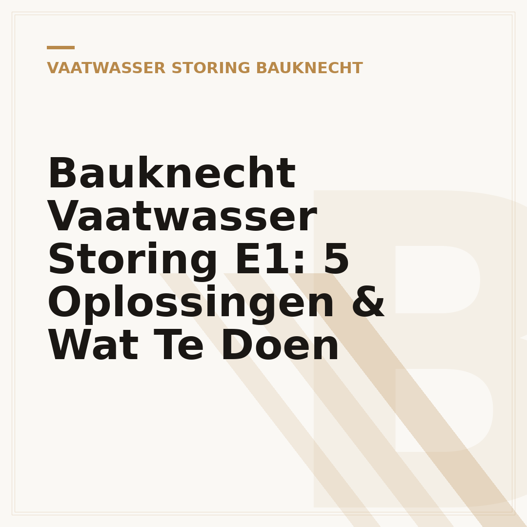 Bauknecht Vaatwasser Storing E1: 5 Oplossingen & Wat Te Doen