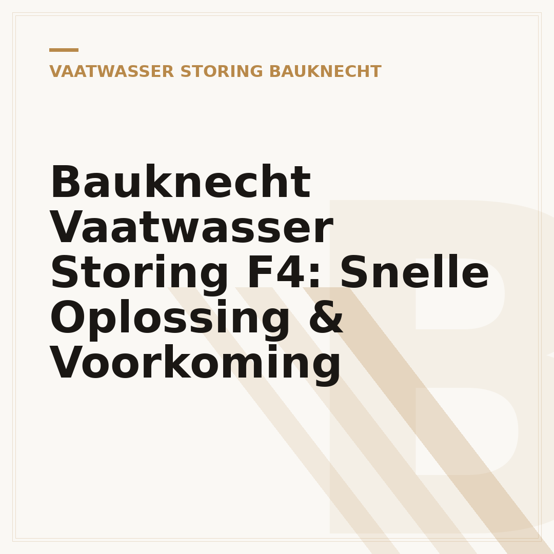 Bauknecht Vaatwasser Storing F4: Snelle Oplossing & Voorkoming