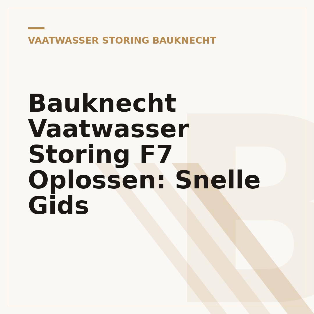 Bauknecht Vaatwasser Storing F7 Oplossen: Snelle Gids