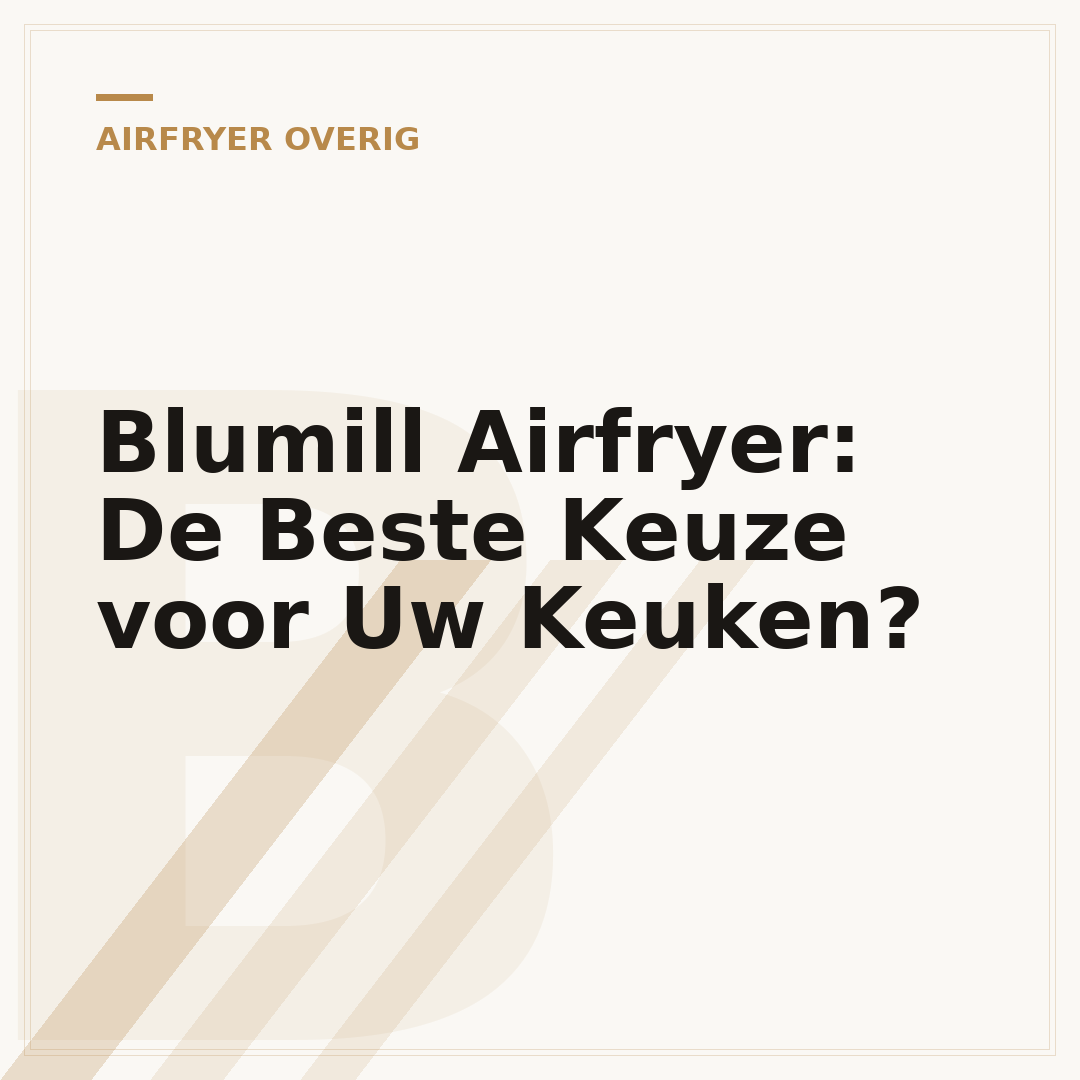 Blumill Airfryer: De Beste Keuze voor Uw Keuken?