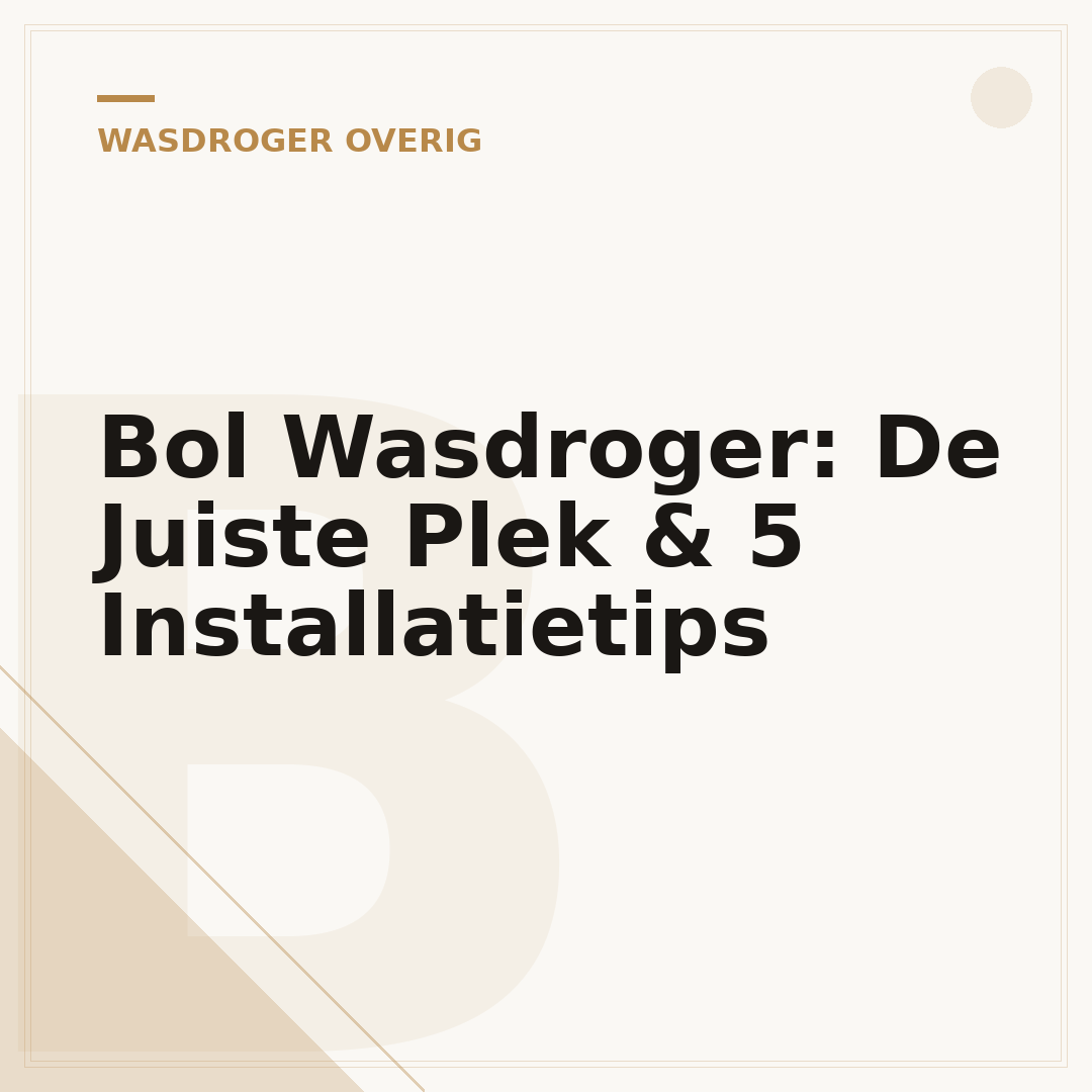 Bol Wasdroger: De Juiste Plek & 5 Installatietips