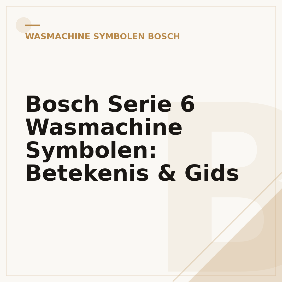 Bosch Serie 6 Wasmachine Symbolen: Betekenis & Gids