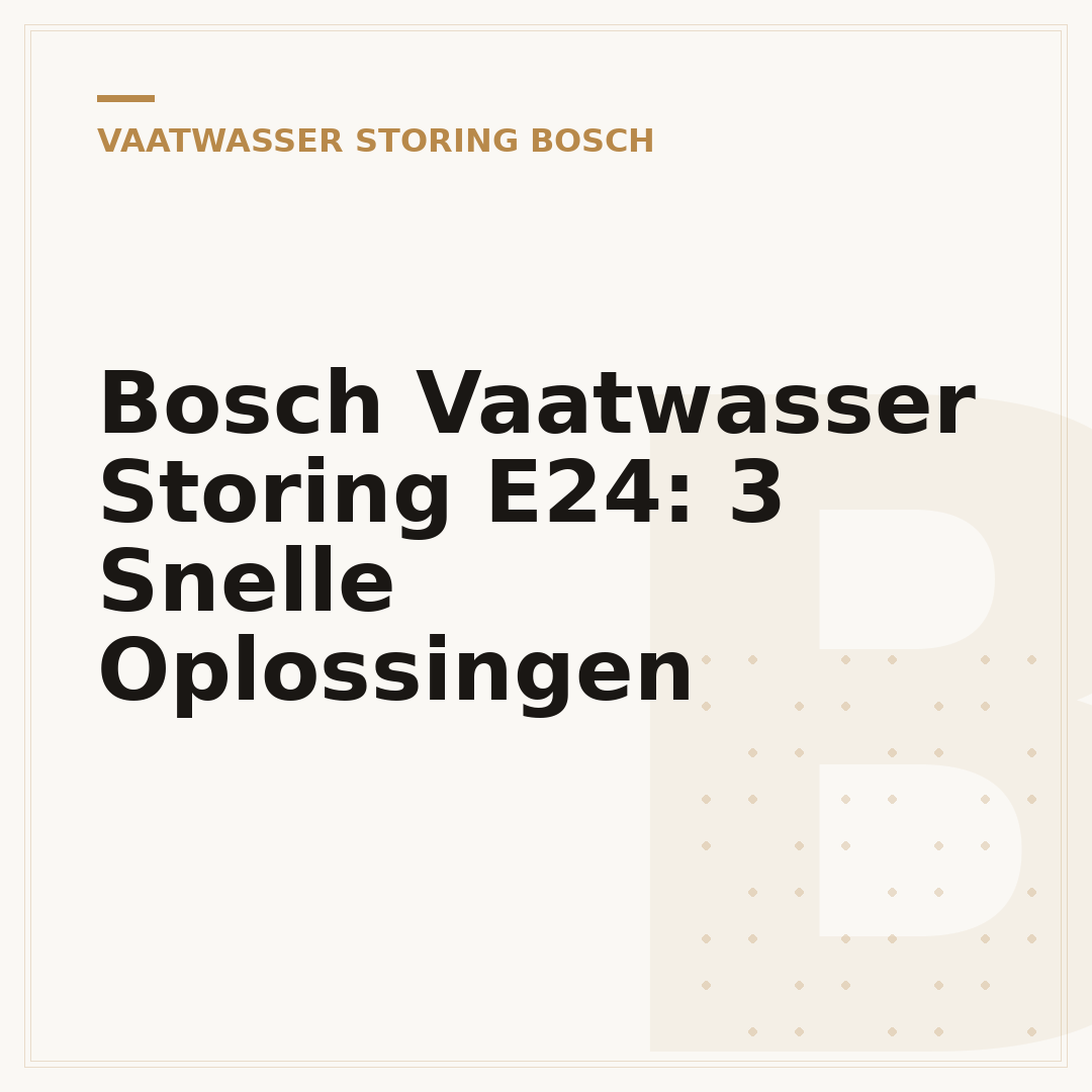 Bosch Vaatwasser Storing E24: 3 Snelle Oplossingen