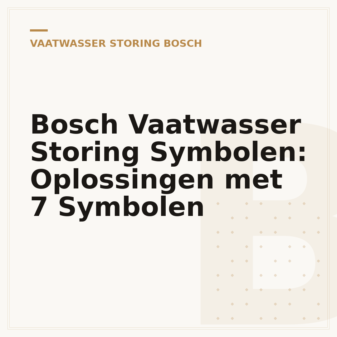 Bosch Vaatwasser Storing Symbolen: Oplossingen met 7 Symbolen
