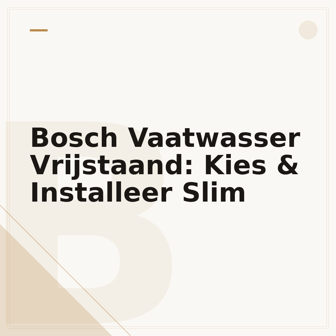 Bosch Vaatwasser Vrijstaand: Kies & Installeer Slim