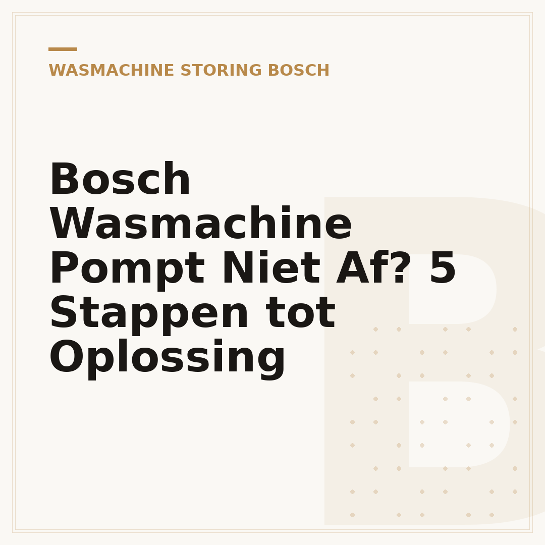 Bosch Wasmachine Pompt Niet Af? 5 Stappen tot Oplossing