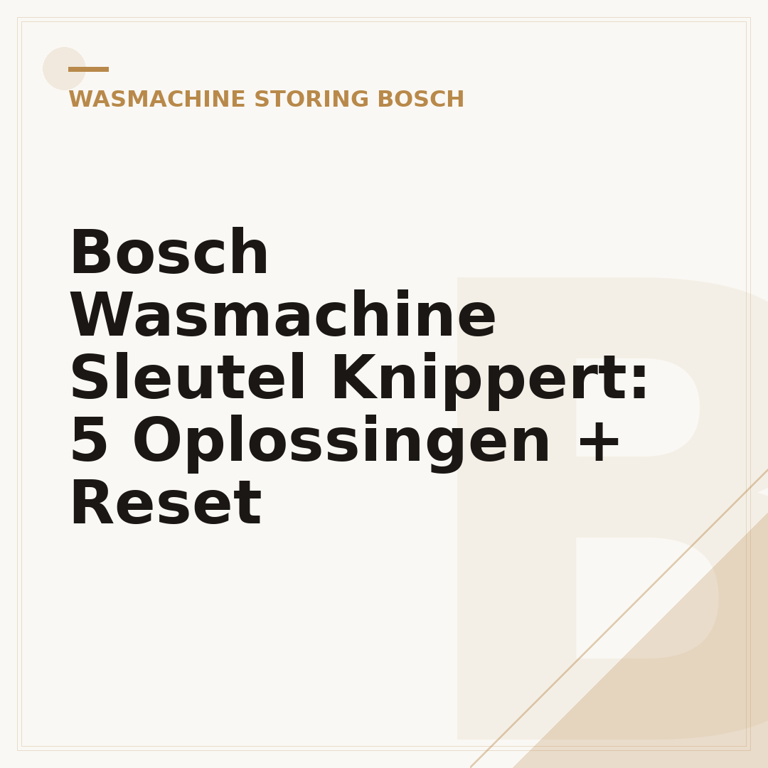 Bosch Wasmachine Sleutel Knippert: 5 Oplossingen + Reset