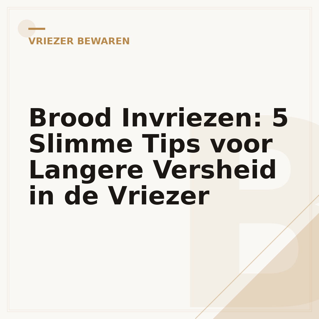 Brood Invriezen: 5 Slimme Tips voor Langere Versheid in de Vriezer