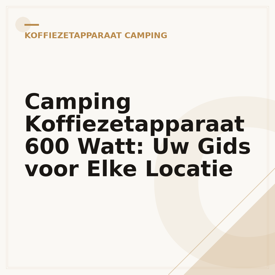 Camping Koffiezetapparaat 600 Watt: Uw Gids voor Elke Locatie