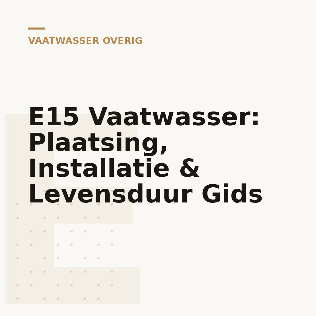 E15 Vaatwasser: Plaatsing, Installatie & Levensduur Gids