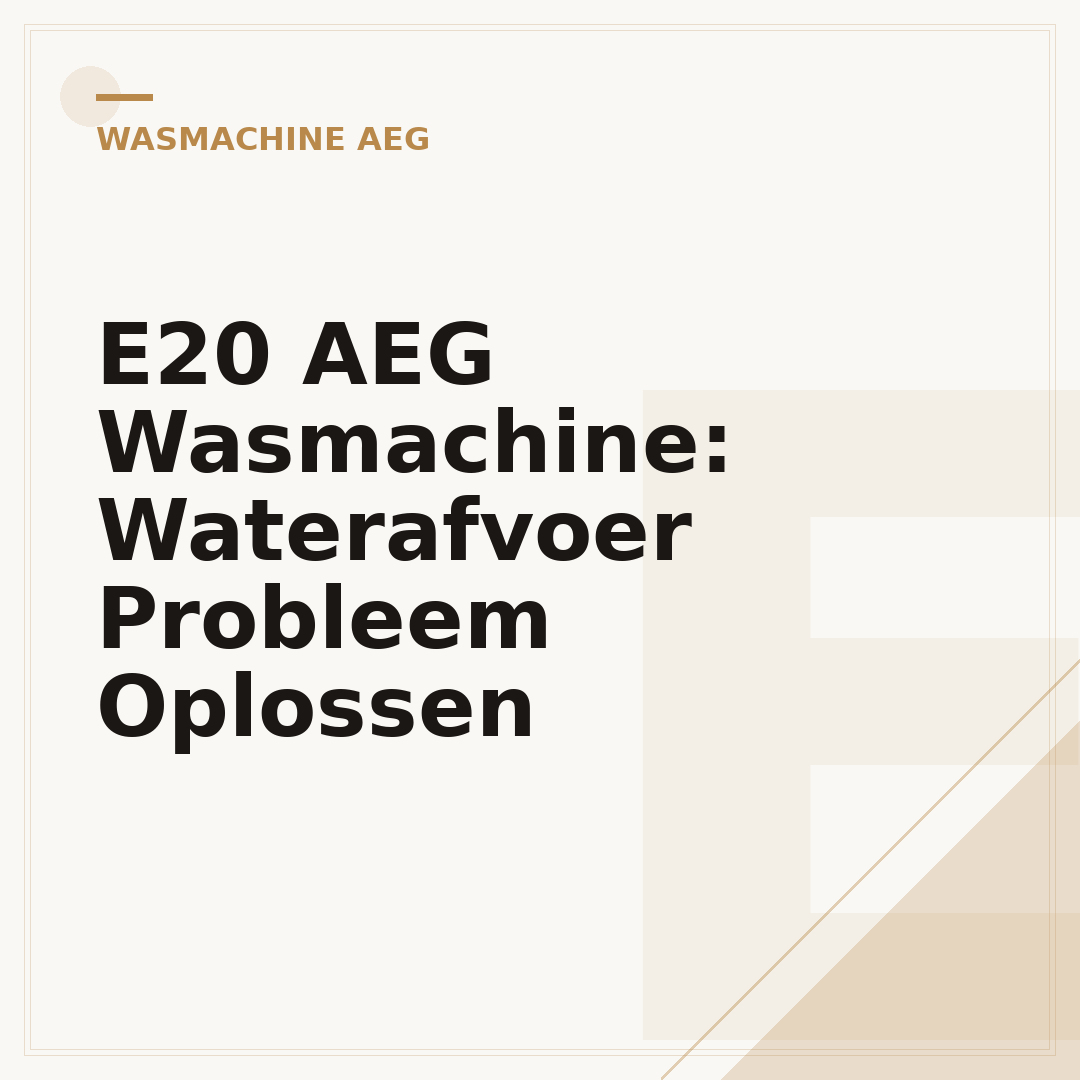E20 AEG Wasmachine: Waterafvoer Probleem Oplossen