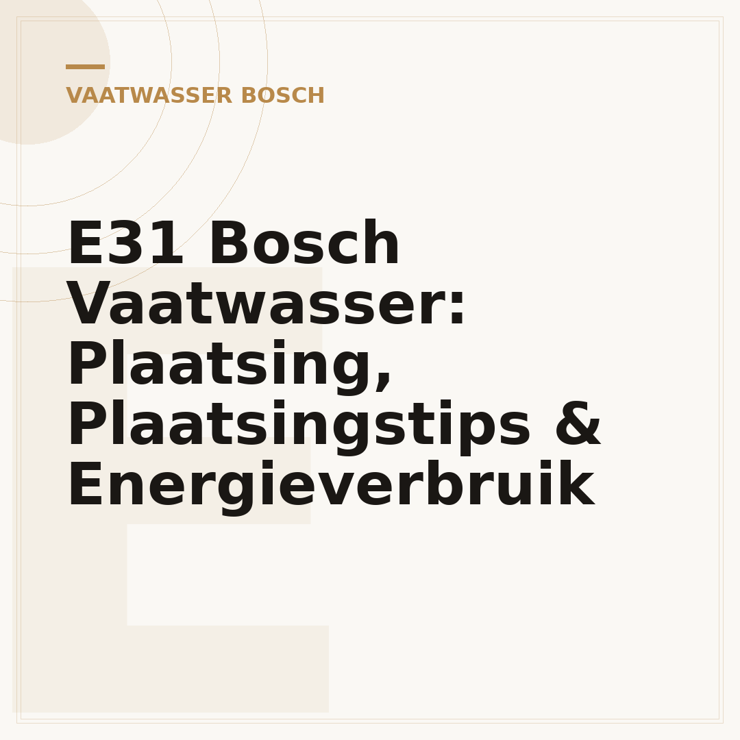 E31 Bosch Vaatwasser: Plaatsing, Plaatsingstips & Energieverbruik