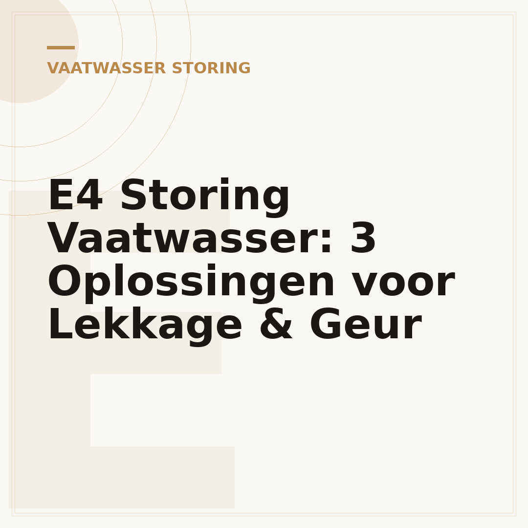 E4 Storing Vaatwasser: 3 Oplossingen voor Lekkage & Geur