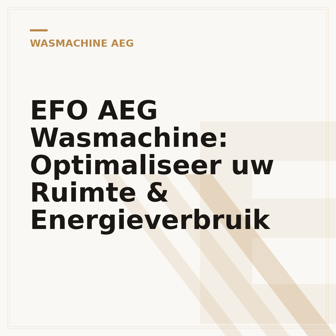 EFO AEG Wasmachine: Optimaliseer uw Ruimte & Energieverbruik