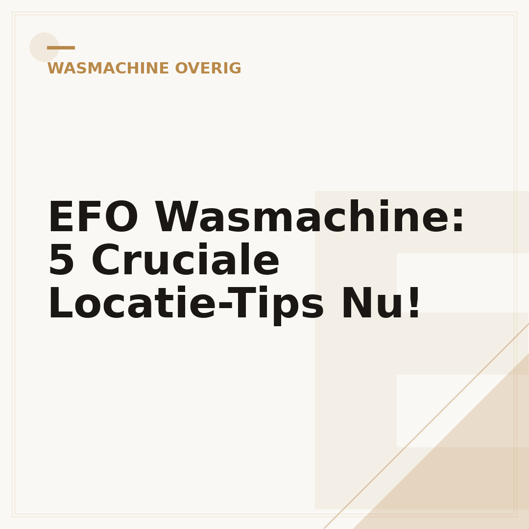 EFO Wasmachine: 5 Cruciale Locatie-Tips Nu!