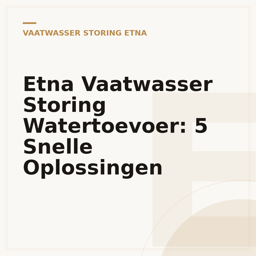 Etna Vaatwasser Storing Watertoevoer: 5 Snelle Oplossingen
