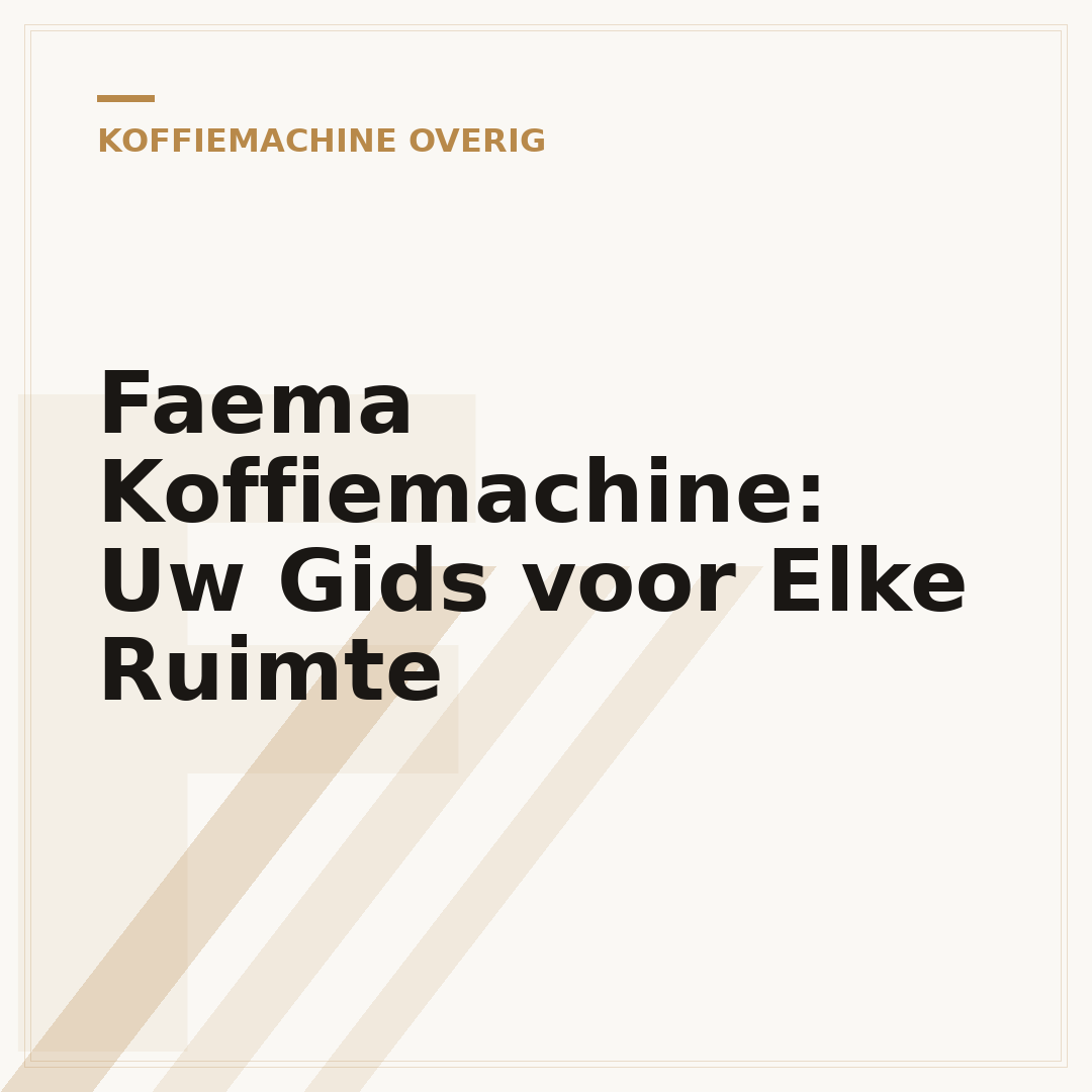 Faema Koffiemachine: Uw Gids voor Elke Ruimte