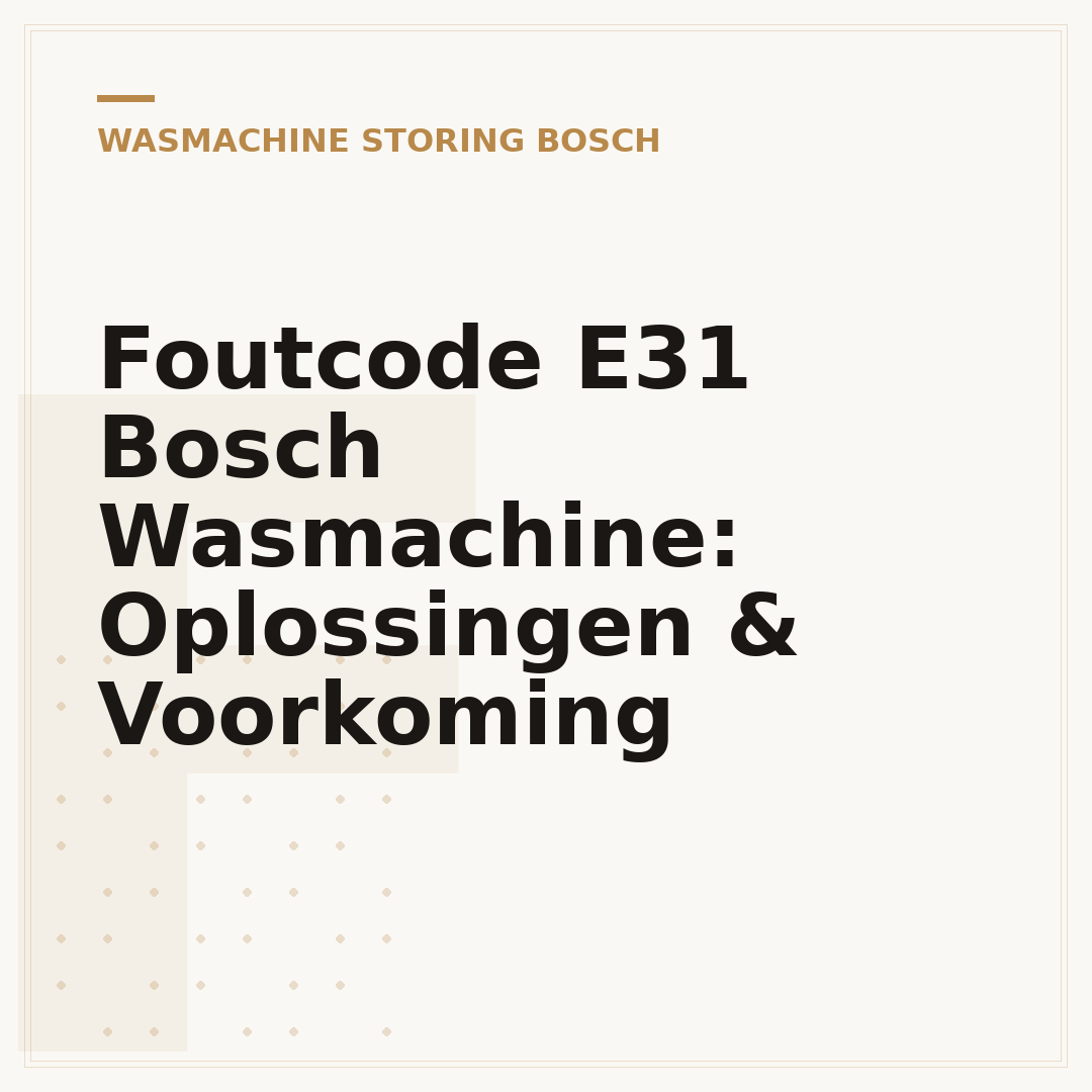 Foutcode E31 Bosch Wasmachine: Oplossingen & Voorkoming