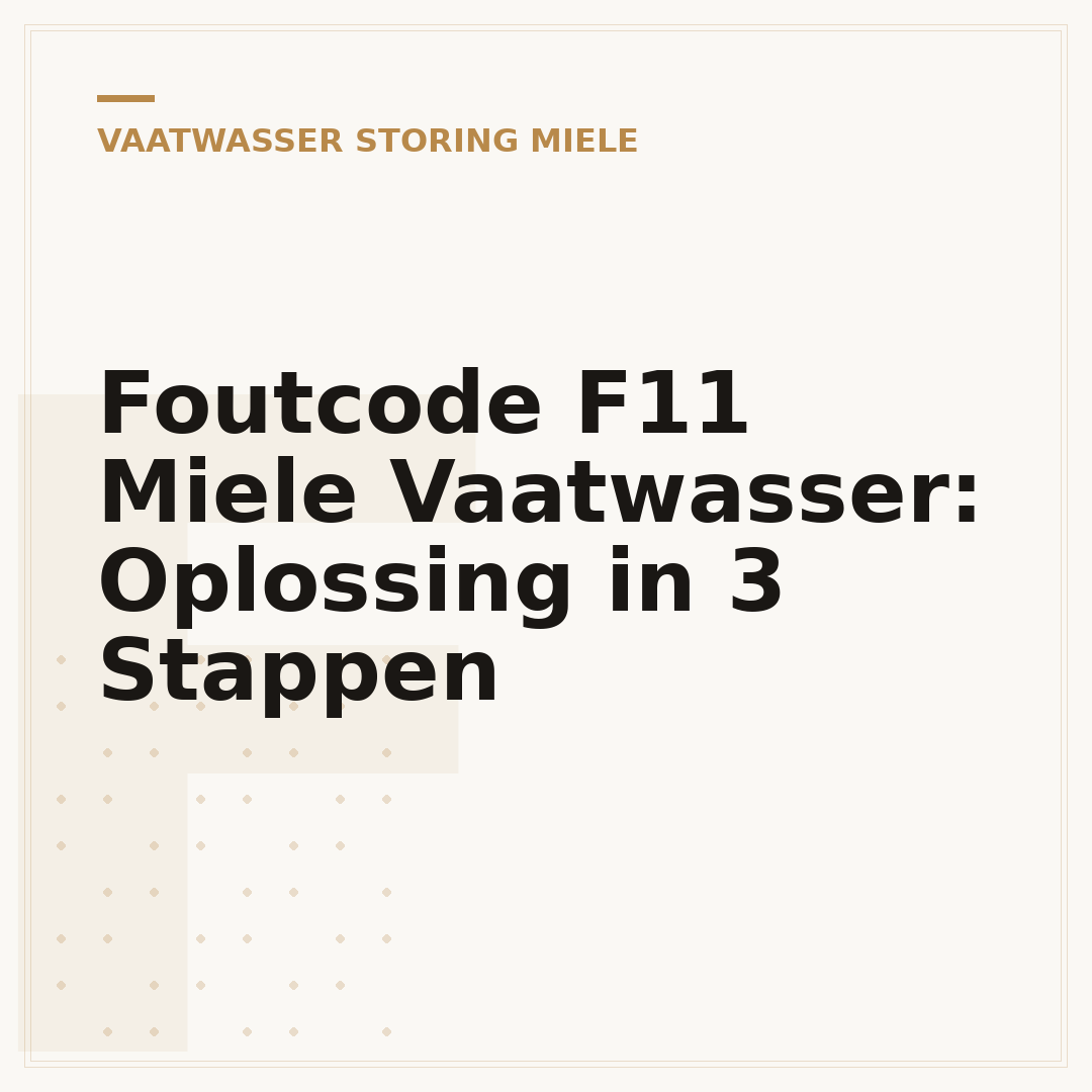 Foutcode F11 Miele Vaatwasser: Oplossing in 3 Stappen