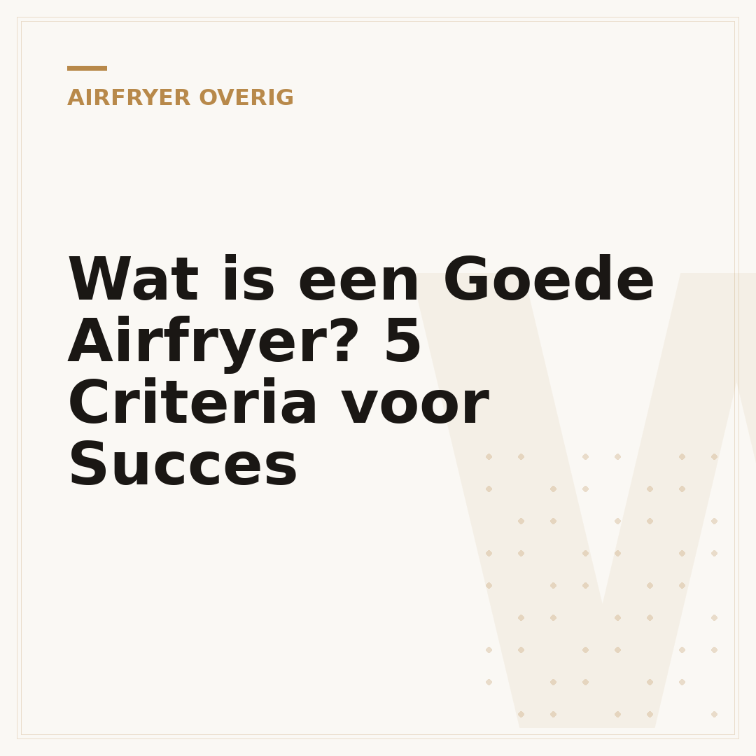 Wat is een Goede Airfryer? 5 Criteria voor Succes