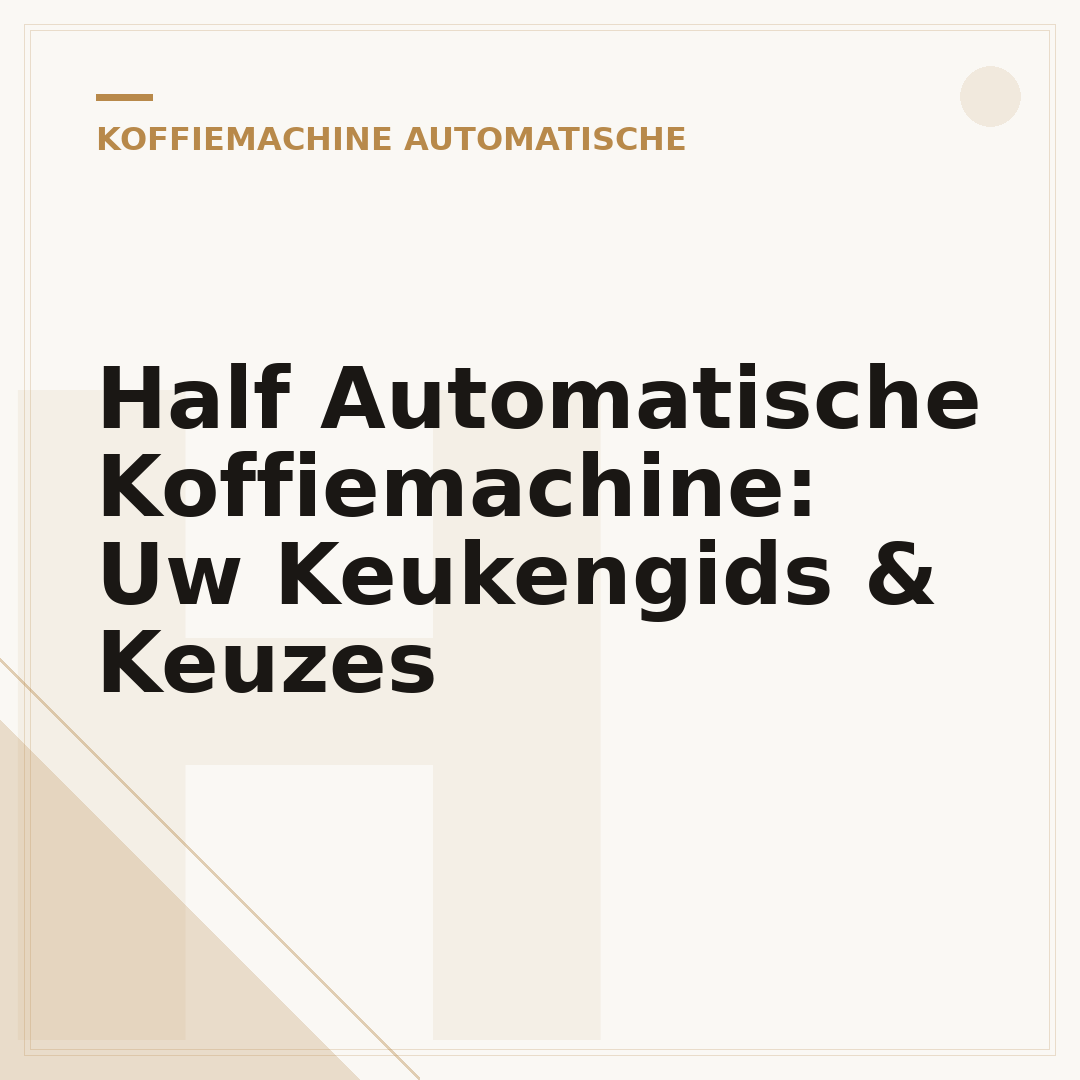 Half Automatische Koffiemachine: Uw Keukengids & Keuzes