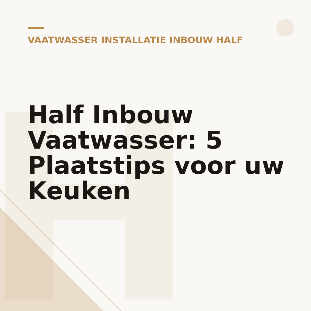 Half Inbouw Vaatwasser: 5 Plaatstips voor uw Keuken