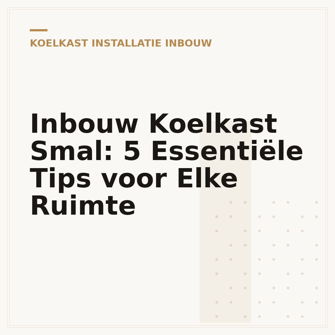 Inbouw Koelkast Smal: 5 Essentiële Tips voor Elke Ruimte