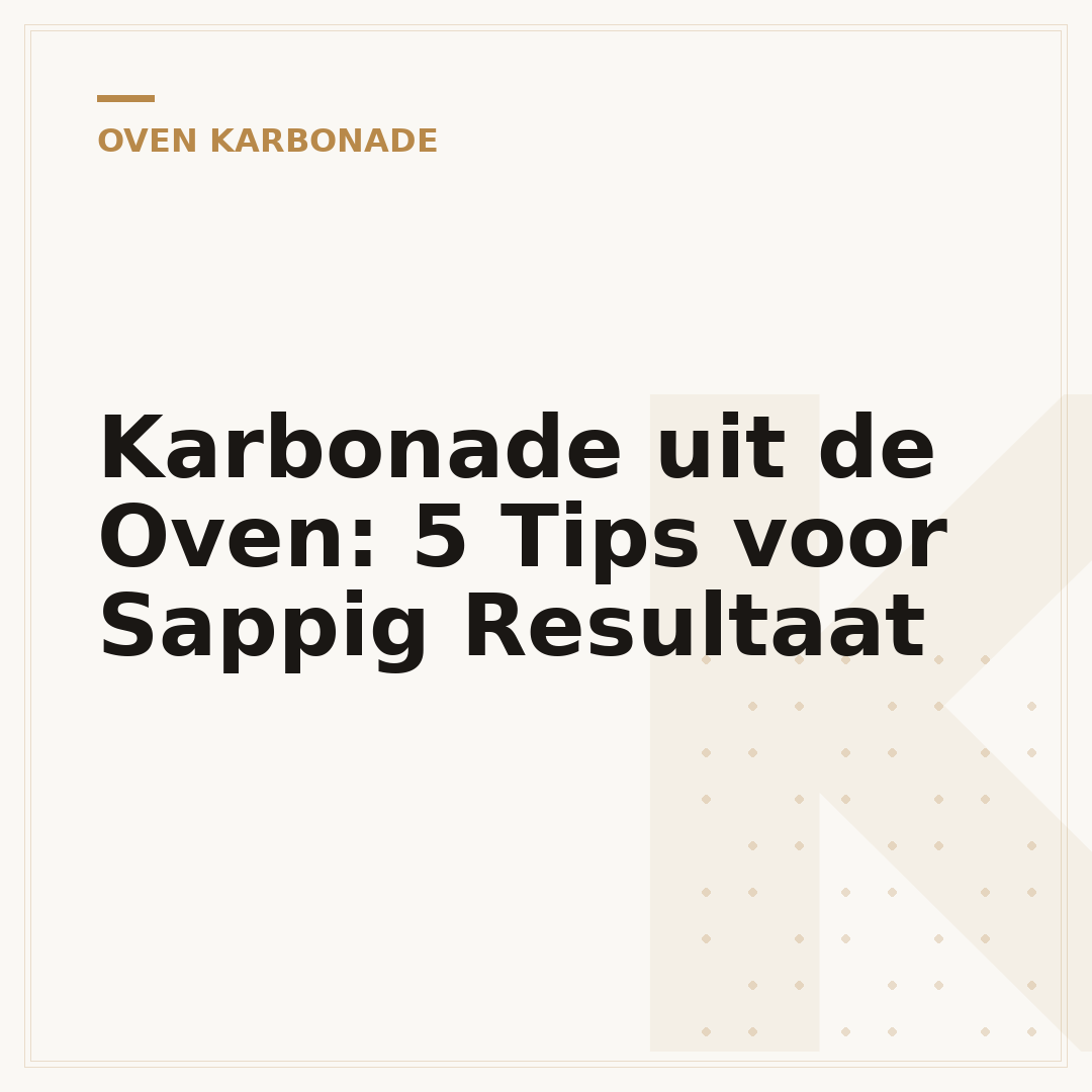 Karbonade uit de Oven: 5 Tips voor Sappig Resultaat