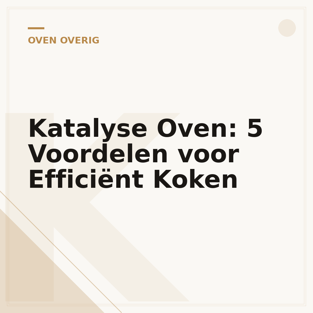 Katalyse Oven: 5 Voordelen voor Efficiënt Koken