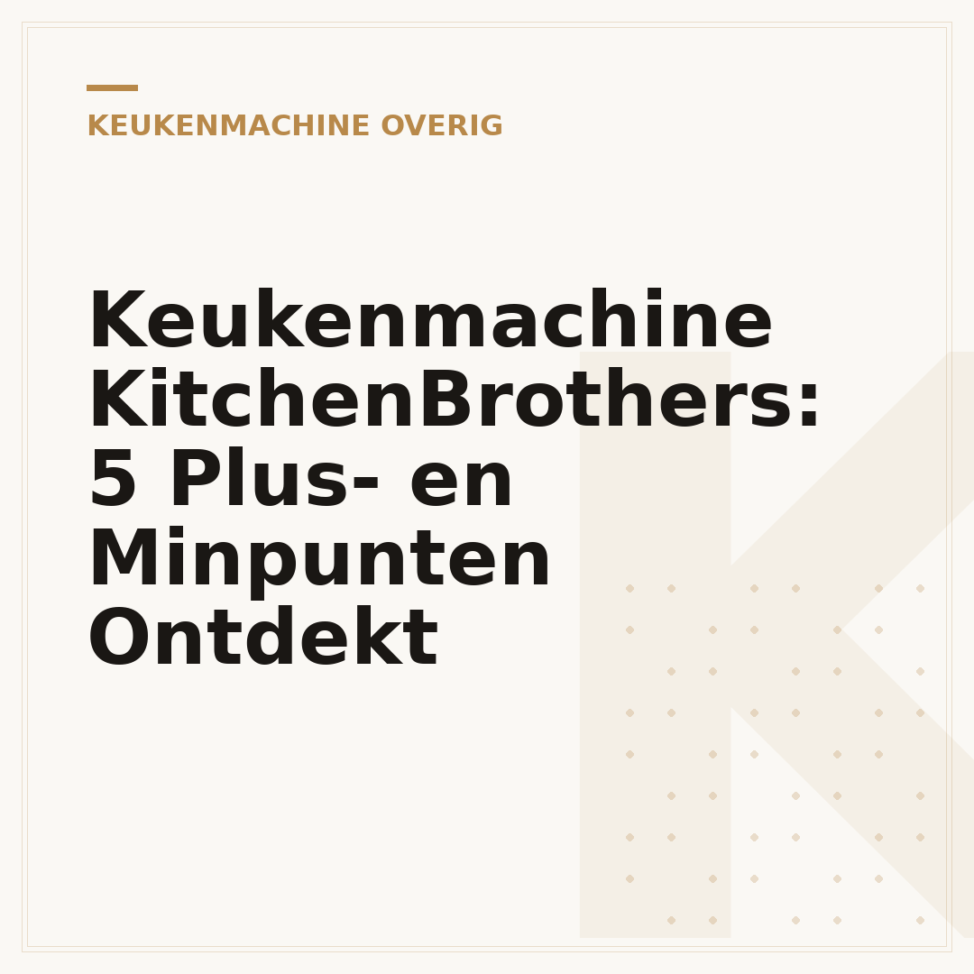 Keukenmachine KitchenBrothers: 5 Plus- en Minpunten Ontdekt