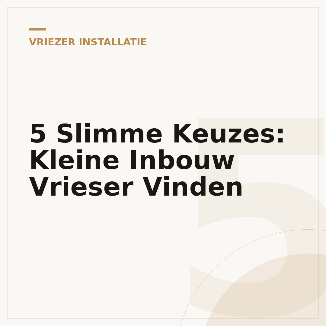 5 Slimme Keuzes: Kleine Inbouw Vrieser Vinden