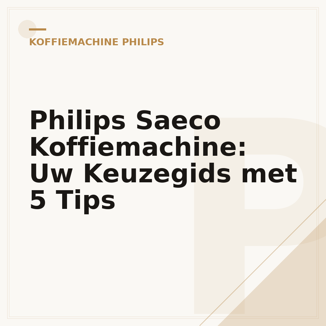 Philips Saeco Koffiemachine: Uw Keuzegids met 5 Tips