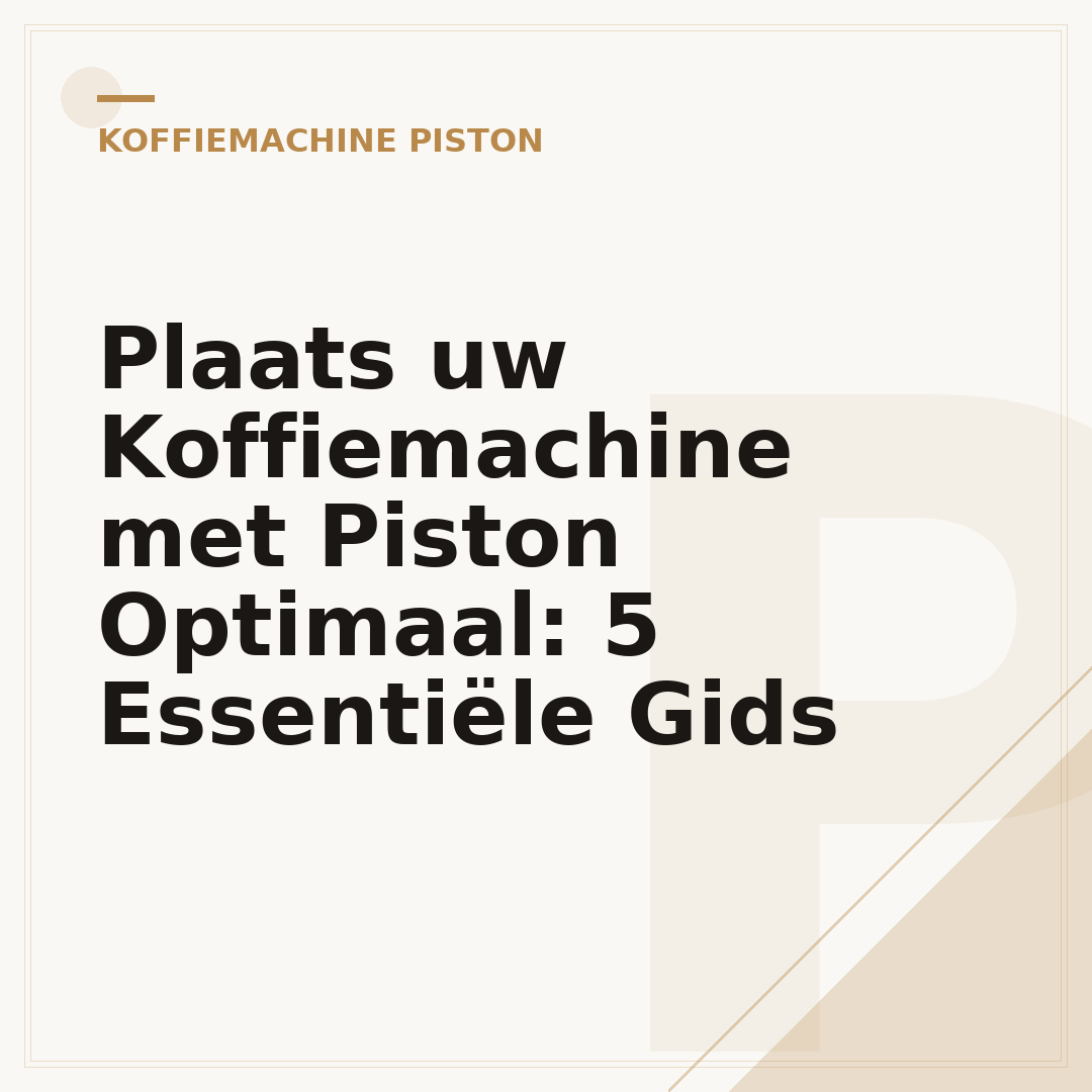 Plaats uw Koffiemachine met Piston Optimaal: 5 Essentiële Gids