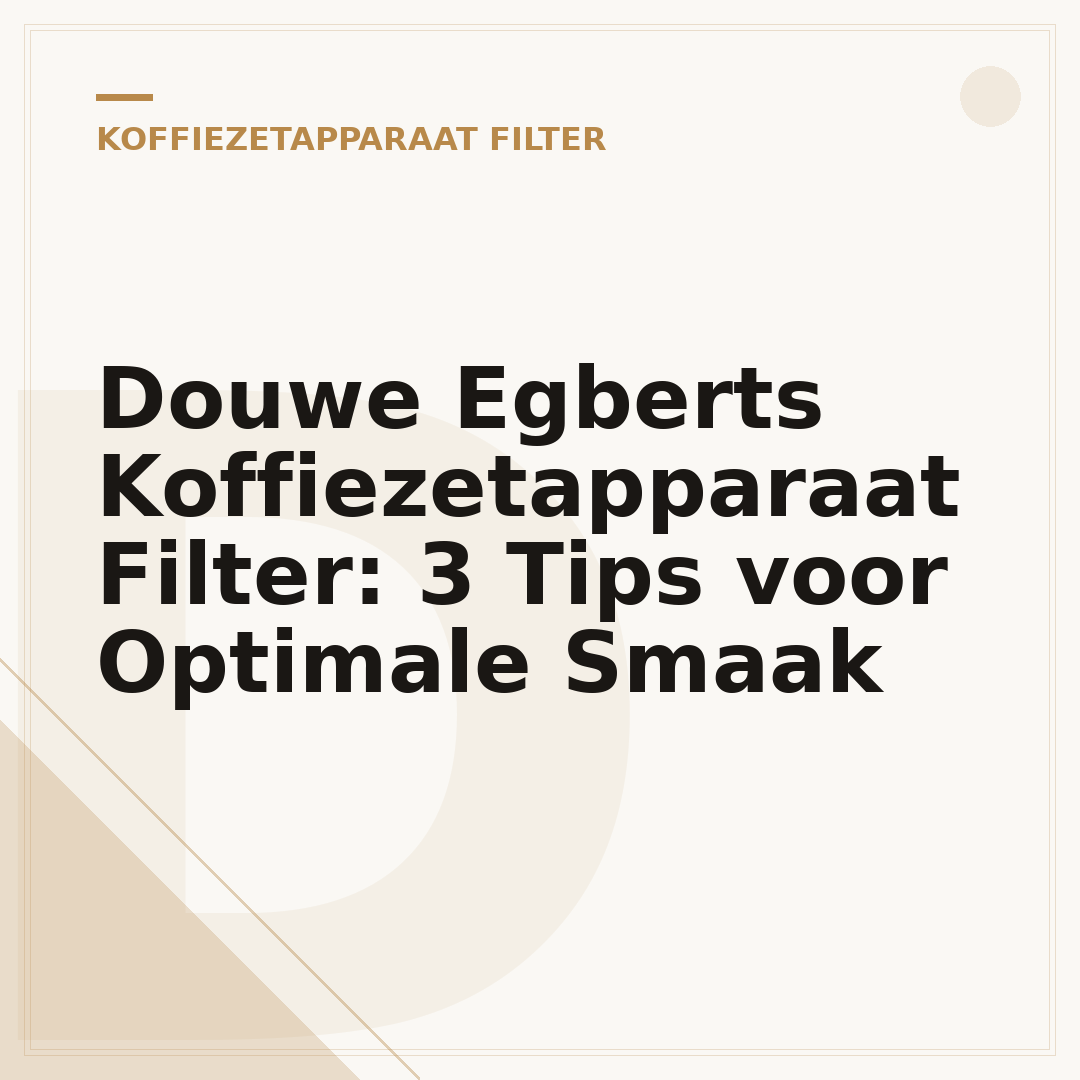 Douwe Egberts Koffiezetapparaat Filter: 3 Tips voor Optimale Smaak