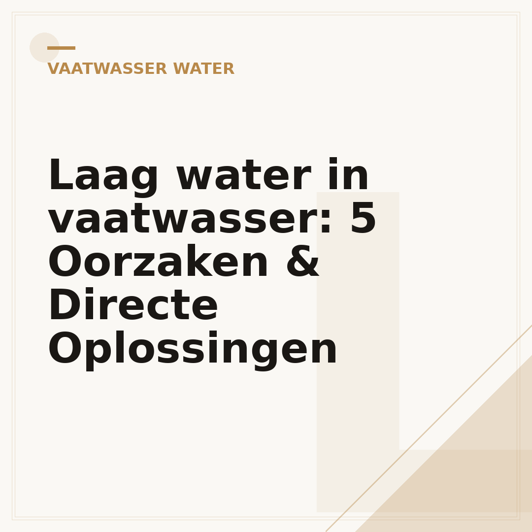 Laag water in vaatwasser: 5 Oorzaken & Directe Oplossingen