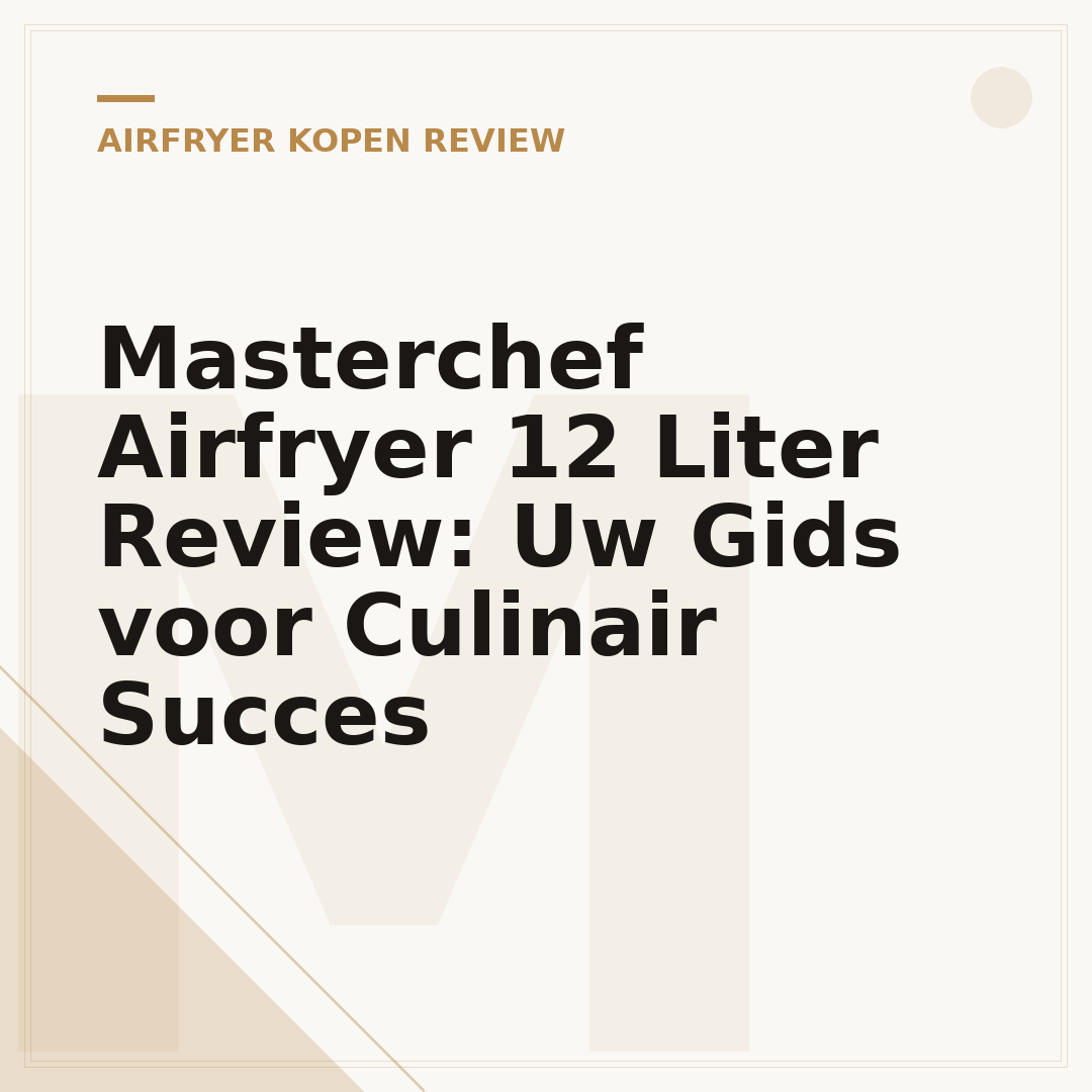 Masterchef Airfryer 12 Liter Review: Uw Gids voor Culinair Succes