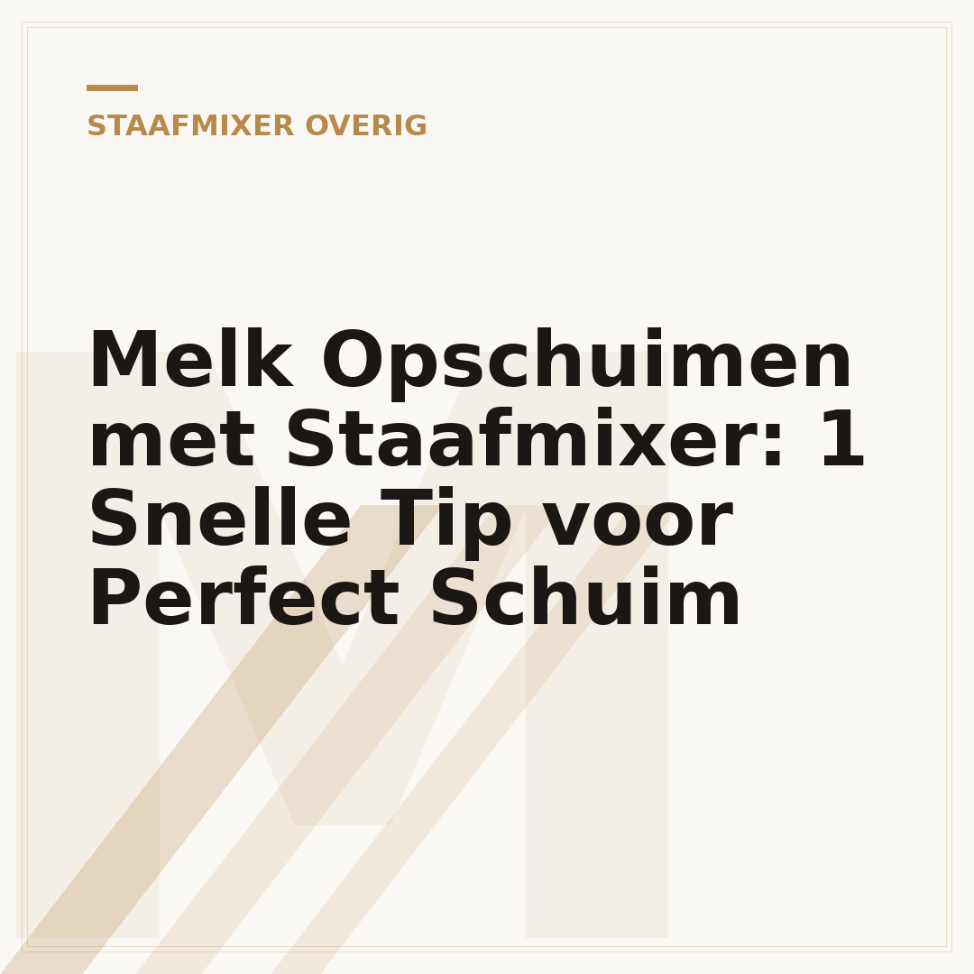 Melk Opschuimen met Staafmixer: 1 Snelle Tip voor Perfect Schuim