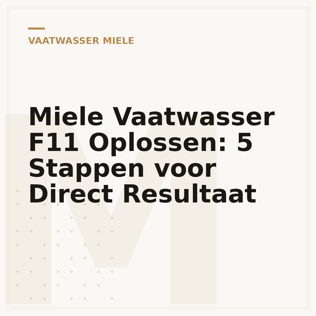 Miele Vaatwasser F11 Oplossen: 5 Stappen voor Direct Resultaat