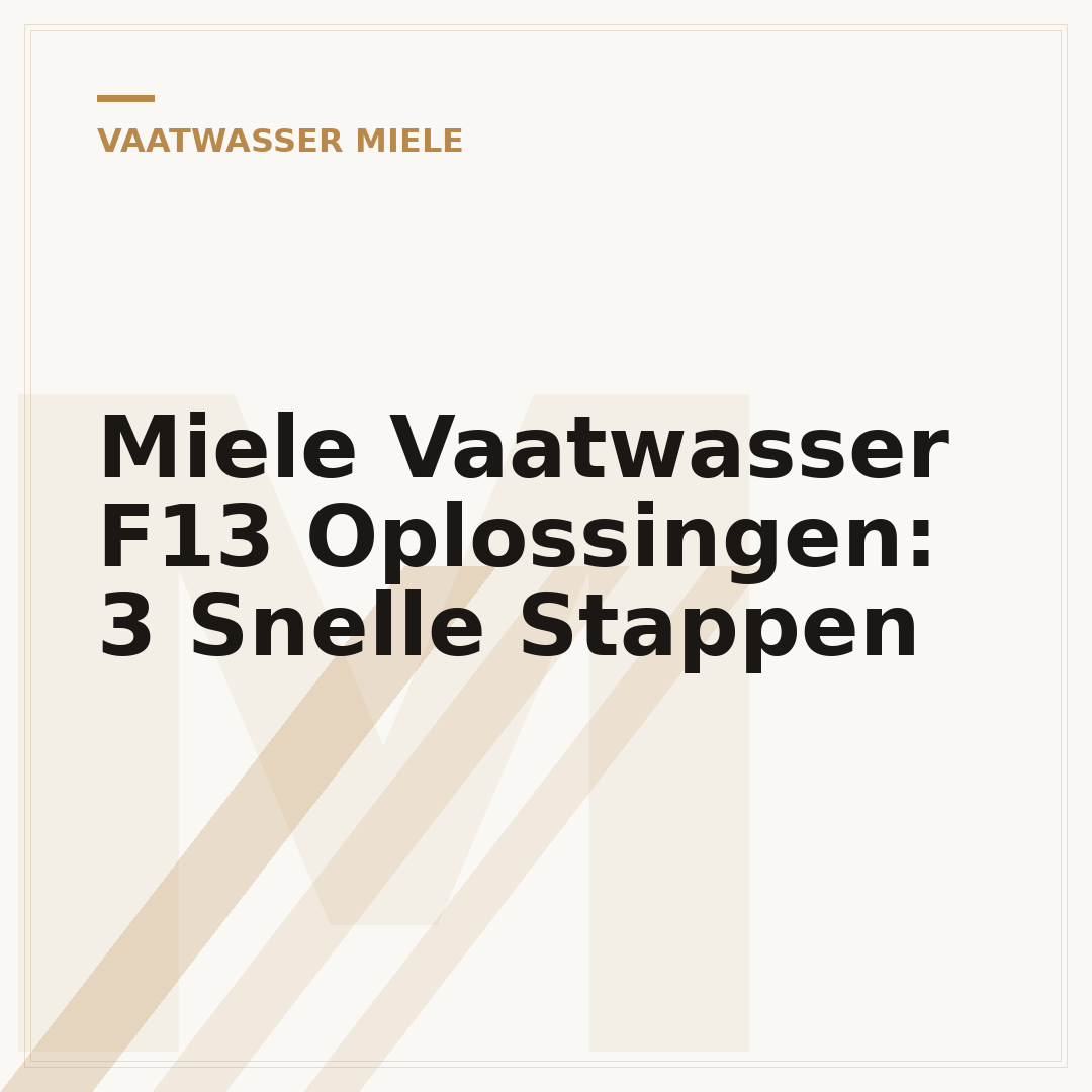 Miele Vaatwasser F13 Oplossingen: 3 Snelle Stappen