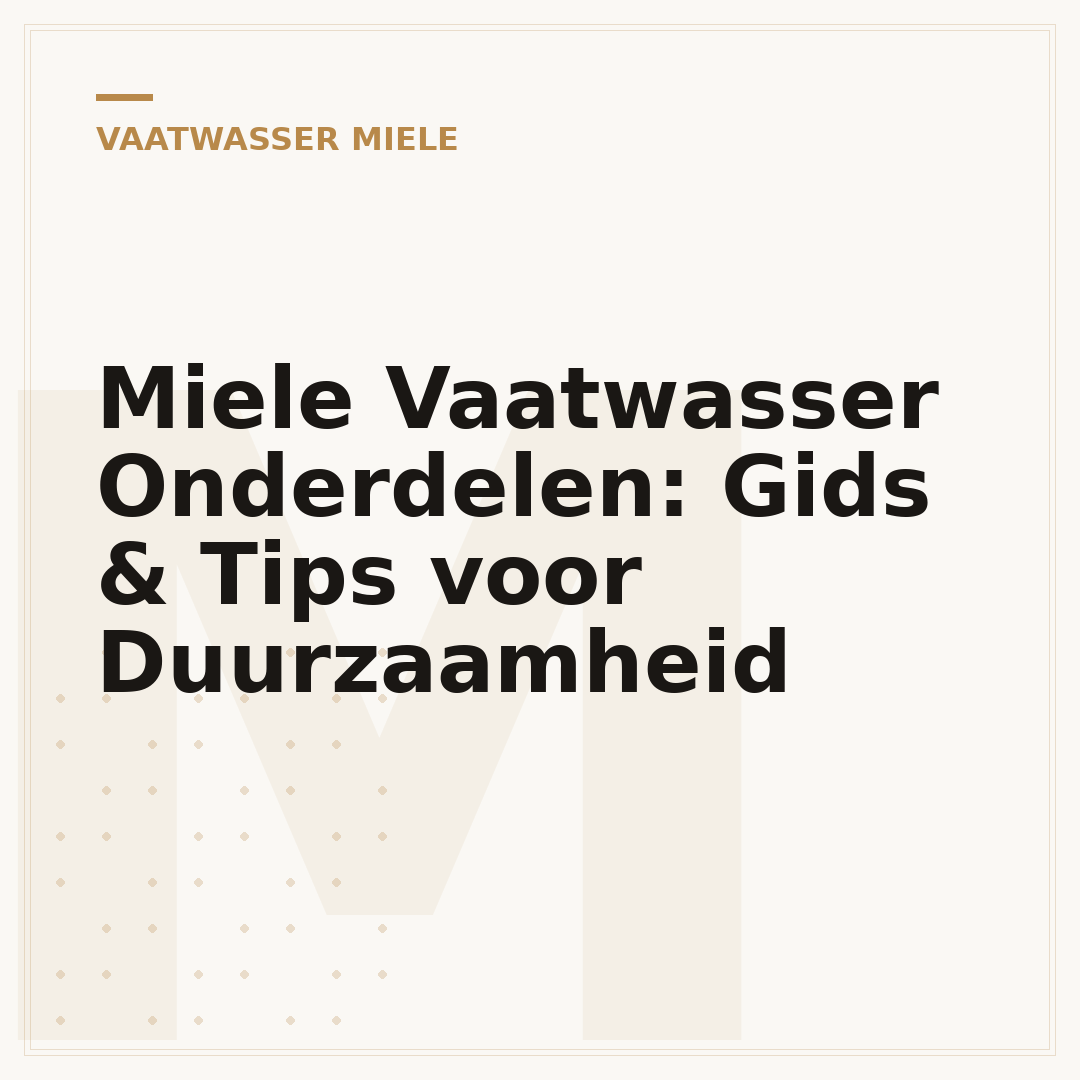 Miele Vaatwasser Onderdelen: Gids & Tips voor Duurzaamheid